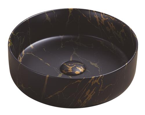 Vasque ronde à poser NAMI en céramique Ø34,6 x H. 11,4 cm - Marbre noir